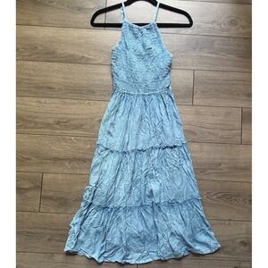 white christmas dresses MEDIUM WASH DENIM MINI DRESS main image 0